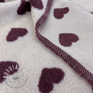 Tessuto per cappotti TEDDY JACQUARD Hearts rouge