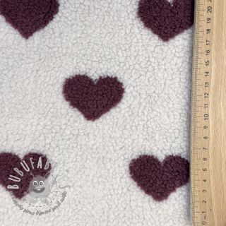 Tessuto per cappotti TEDDY JACQUARD Hearts rouge