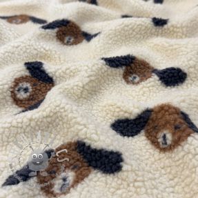 Tessuto per cappotti TEDDY JACQUARD Dogs brown