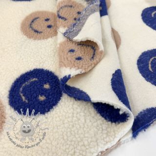 Tessuto per cappotti TEDDY JACQUARD Happy faces ecru
