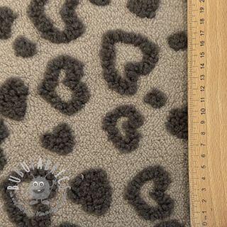 Tessuto per cappotti TEDDY Hearts sand