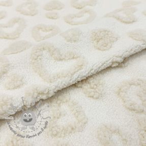 Tessuto per cappotti TEDDY Hearts off white
