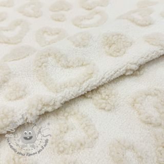 Tessuto per cappotti TEDDY Hearts off white