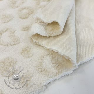 Tessuto per cappotti TEDDY Hearts off white