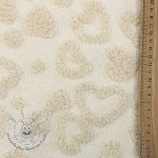 Tessuto per cappotti TEDDY Hearts off white