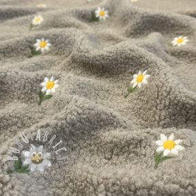 Tessuto per cappotti TEDDY EMBROIDERY Flowers pebble