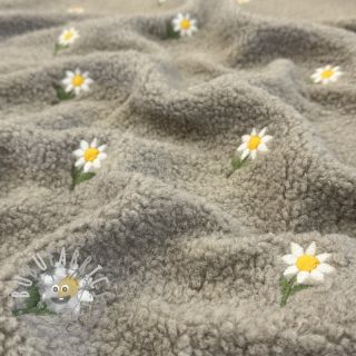 Tessuto per cappotti TEDDY EMBROIDERY Flowers pebble