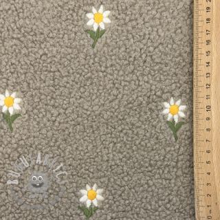 Tessuto per cappotti TEDDY EMBROIDERY Flowers pebble