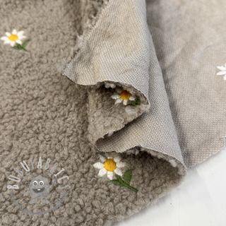 Tessuto per cappotti TEDDY EMBROIDERY Flowers pebble