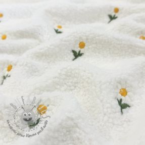 Tessuto per cappotti TEDDY EMBROIDERY Flowers off white