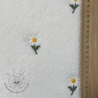 Tessuto per cappotti TEDDY EMBROIDERY Flowers off white