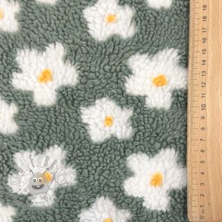 Tessuto per cappotti TEDDY Daisy old green