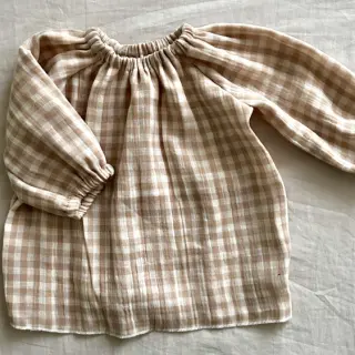 Mussola/Doppia garza Double sided CHECKS MINI beige