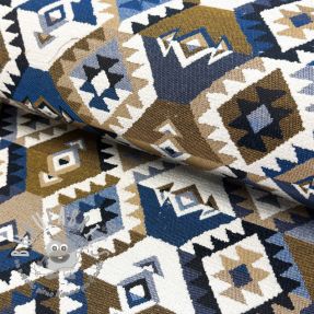 Tessuto decorativo jacquard Kilim cobalt havane