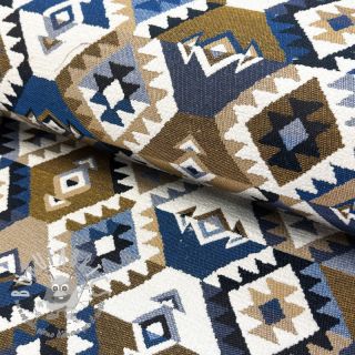 Tessuto decorativo jacquard Kilim cobalt havane