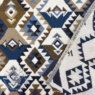 Tessuto decorativo jacquard Kilim cobalt havane
