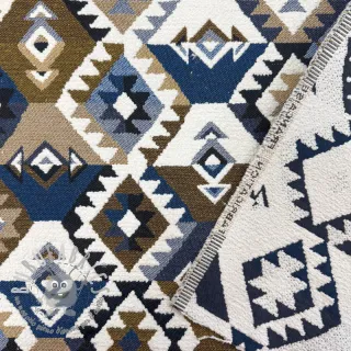 Tessuto decorativo jacquard Kilim cobalt havane
