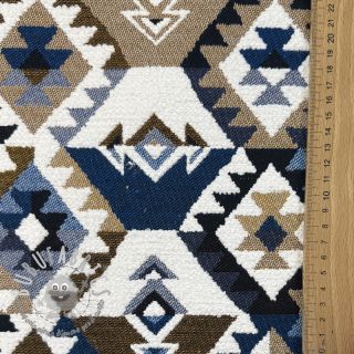 Tessuto decorativo jacquard Kilim cobalt havane