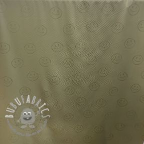 Raincoat fabric Happy faces army green 2nd class