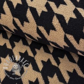 Tessuto per cappotti TEDDY JACQUARD PIED DE POULE camel