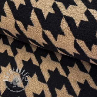 Tessuto per cappotti TEDDY JACQUARD PIED DE POULE camel