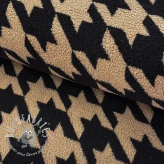 Tessuto per cappotti TEDDY JACQUARD PIED DE POULE camel