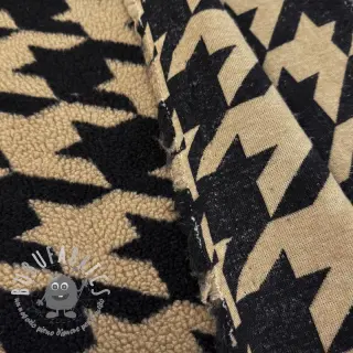 Tessuto per cappotti TEDDY JACQUARD PIED DE POULE camel