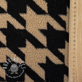 Tessuto per cappotti TEDDY JACQUARD PIED DE POULE camel