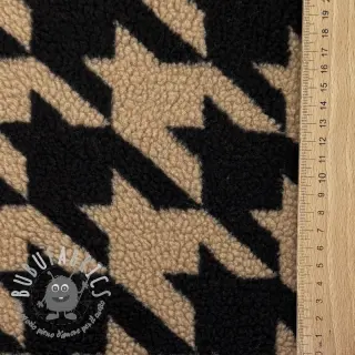 Tessuto per cappotti TEDDY JACQUARD PIED DE POULE camel