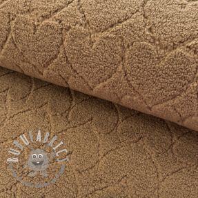 Tessuto per cappotti TEDDY Hearts in hearts brown