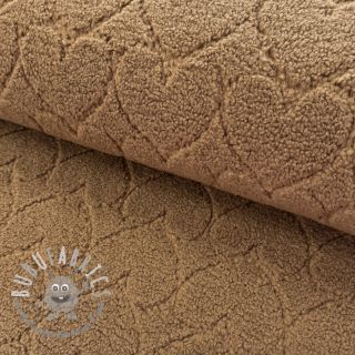 Tessuto per cappotti TEDDY Hearts in hearts brown