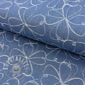JEANS DENIM JACQUARD Flowers indigo