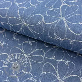 JEANS DENIM JACQUARD Flowers indigo