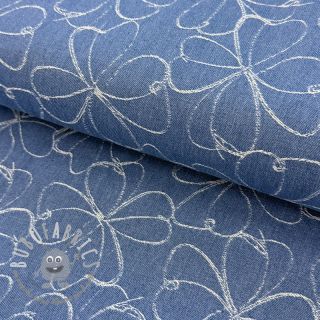 JEANS DENIM JACQUARD Flowers indigo