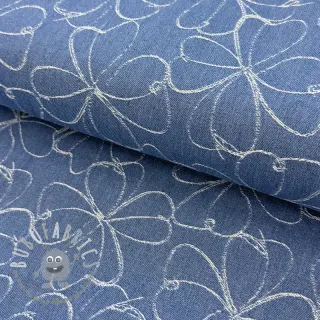 JEANS DENIM JACQUARD Flowers indigo