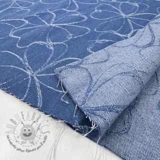 JEANS DENIM JACQUARD Flowers indigo
