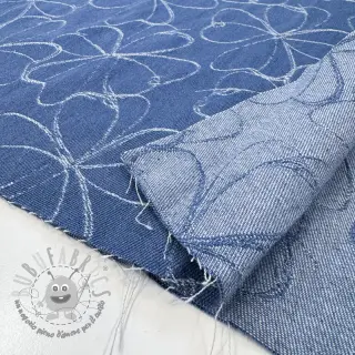 JEANS DENIM JACQUARD Flowers indigo