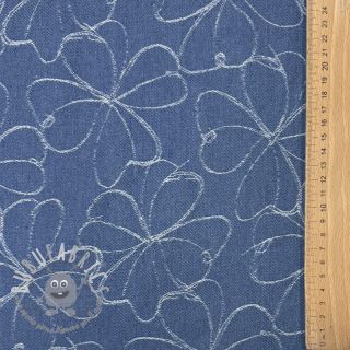 JEANS DENIM JACQUARD Flowers indigo
