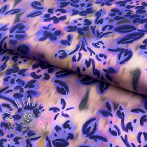 Tessuto di cotone SATIN Purple flowers digital print