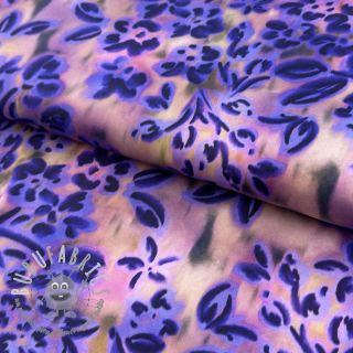 Tessuto di cotone SATIN Purple flowers digital print