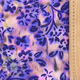 Tessuto di cotone SATIN Purple flowers digital print