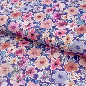 Tessuto di cotone Significant flowers purple digital print