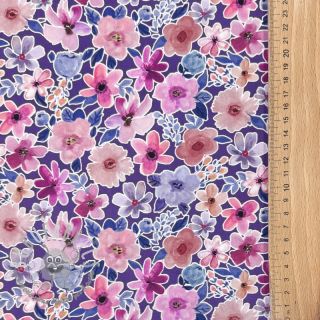 Tessuto di cotone Significant flowers purple digital print