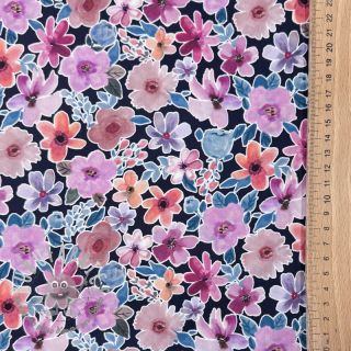 Tessuto di cotone Significant flowers navy digital print