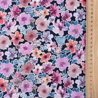 Tessuto di cotone Significant flowers navy digital print