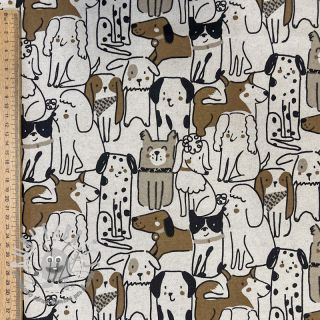 Tessuto decorativo Linenlook Dogs natural
