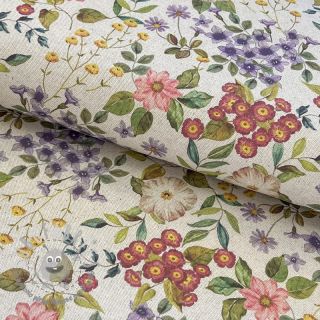 Tessuto decorativo Linenlook Flowers meadow digital print