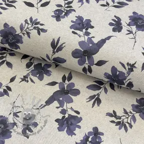 Tessuto decorativo Linenlook Night flowers digital print