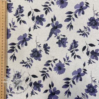 Tessuto decorativo Linenlook Night flowers digital print