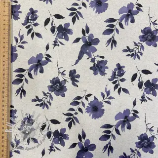 Tessuto decorativo Linenlook Night flowers digital print